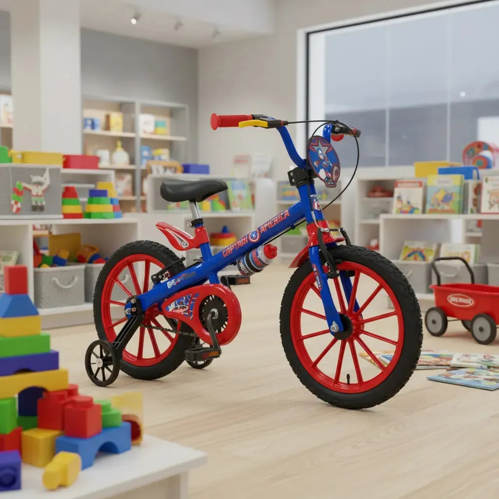 Bicicleta Infantil Aro 16 Capitán América Nathor, Color Azul