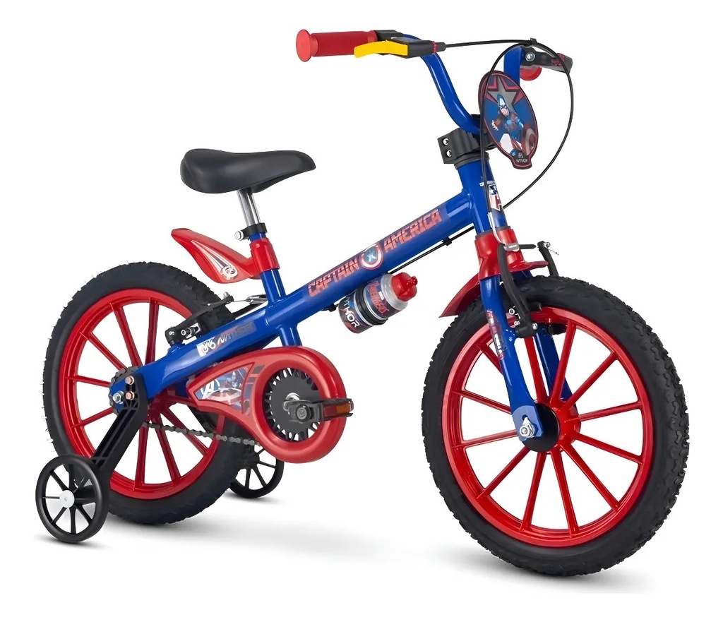 Bicicleta Infantil Aro 16 Capitán América Nathor, Color Azul