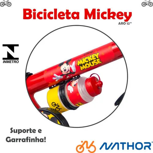 Bicicleta Infantil Aro 12 Mickey Nathor Color Rojo Rojo 12  