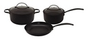 Set Olla Cacerola Sartén Hudson Tbk01 Total Black Inducción 5 Pzs Color Negro