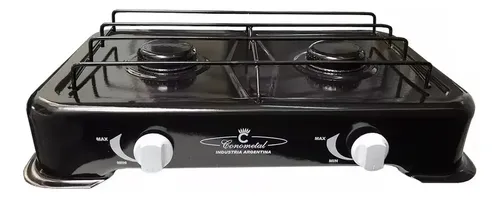 [2742] Anafe A Gas Natural 2 Hornallas Enlozado Conometal Negro