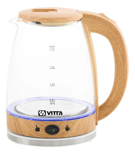 [5054] Pava Eléctrica Vitta Corte Mate Vidrio Simil Madera 2l 1500w - Madera