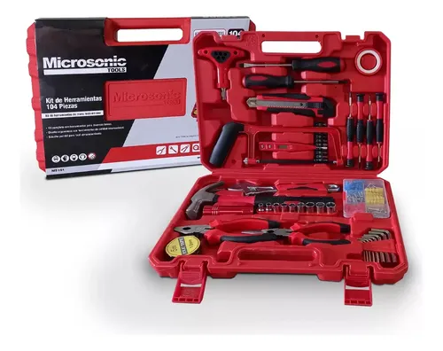 Juego Set Kit De Herramientas Profesional Microsonic 104pzs - Rojo