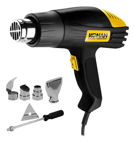 [655] Pistola De Calor 2000w Konan + 5 Accesorios Temp 380°- 600° Negro