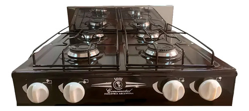 [5893] Anafe Cocina 4 Hornallas Enlozado Quemador Aluminio Negro