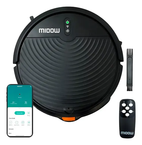 Aspiradora Robot Midow Wifi Smart Trapeador 3 Modos Limpieza Negro