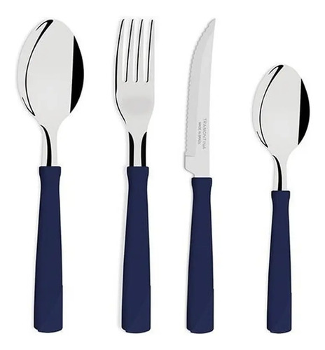 [6119] Juego De Cubiertos Tramontina Set Cubiertos X24 New Kolor Azul