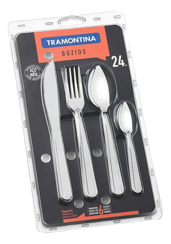 [6121] Juego De Cubiertos Tramontina Buzios De Acero Inoxidable 24 Color Acero Inox