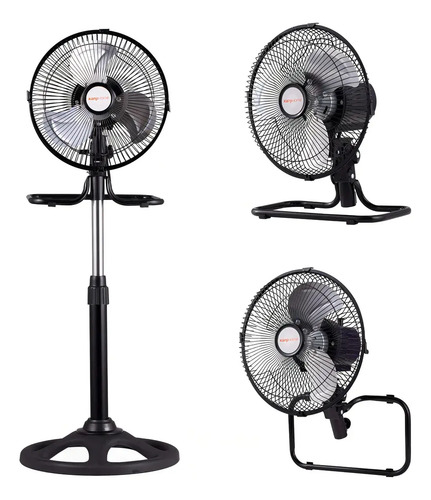 [2617] Ventilador Kanjihome 10  3 En 1 65w 3 Velocidades Kjh-fh1306 25.4 Cm Negro Metálico Metalicas 3