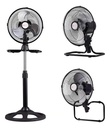 Ventilador Kanjihome 10  3 En 1 65w 3 Velocidades Kjh-fh1306 25.4 Cm Negro Metálico Metalicas 3