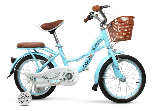 [6293] Bicicleta Infantil De Paseo Corvo Rodado 16 Rueditas Acero Celeste 16  