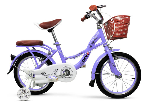 [6294] Bicicleta Infantil De Paseo Corvo Rodado 16 Rueditas Acero Violeta 16  