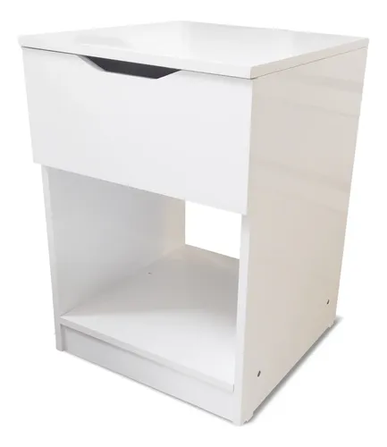 [6748] Mesa De Luz Con Cajon C/corredera Vitta Blanco 40x35,5x56,5 Lustrado Blanco
