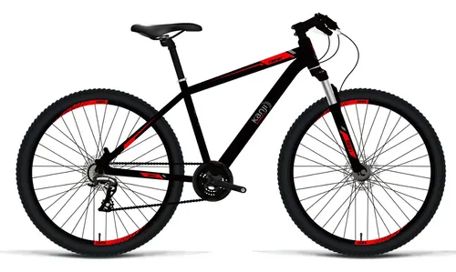 [7135] Bicicleta Mountain Bike Kanji R29 7 Velocidades Freno A Disco Color Negra Y Roja