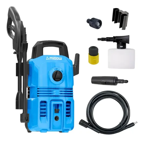 [6880] Hidrolavadora Midow 1300w 105 Bar Caudal 360 L/h Accesorios Celeste 50hz