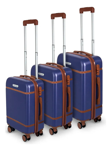 [7243] Set 3 Valijas Aeropostales 20 24 28 Rig Rue 360 C/ Azul Y Ma Azul Lisa