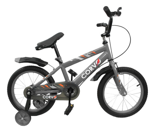 [6289] Bicicleta Infantil Corvo Rodado 16 Rueditas Acero Gris 16