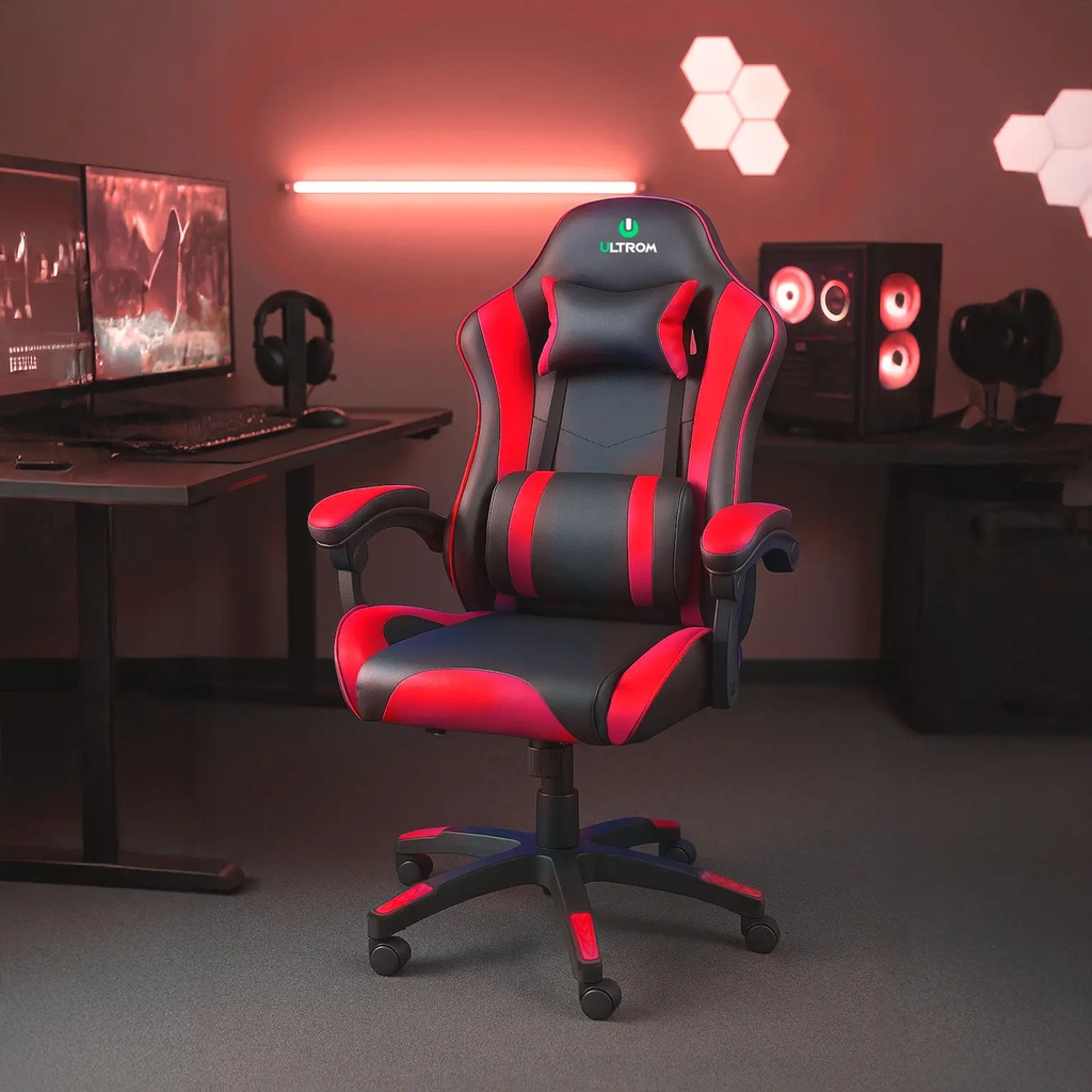 [6136] Silla Gamer Ultrom Respaldo Reclinable Ergonomica (Rojo)