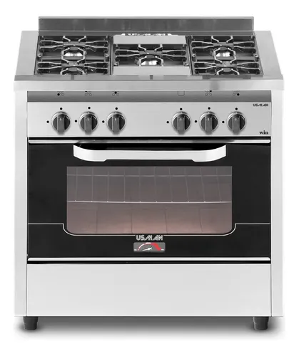 [4034] Cocina Industrial Win Up Usman 5 Hornallas 85 Cm Multigas Plateado