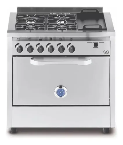 [4037] Cocina Industrial Usman 4 Hornallas Plancha Puerta Ciega     Plateado