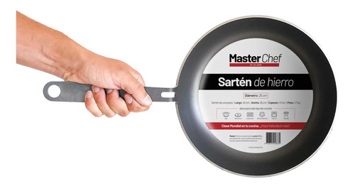 [4992] Sarten De Hierro 25 Cm Master Chef Mc00mfsar25 Gris Oscuro