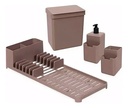 Kit Combo Cocina Escurridor Organizador Jabonera Tacho Gris.