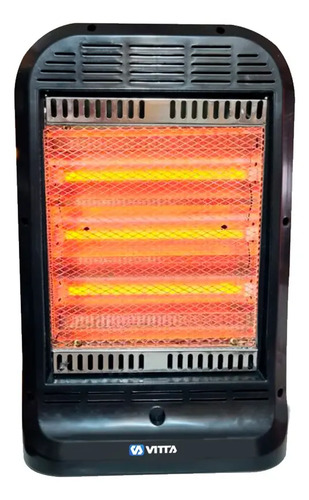 Estufa Infrarroja Vitta Halogena 3 Velas Fija 1200w - V-523 Negro