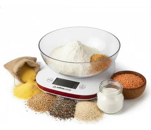 [781] Balanza De Cocina Marca Ultracomb Modelo Bl-6002 Capacidad Máxima 3 Kg Color Blanco/rojo