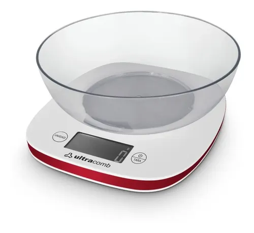 [781] Balanza De Cocina Marca Ultracomb Modelo Bl-6002 Capacidad Máxima 3 Kg Color Blanco/rojo