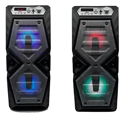 Parlante Portatil Bluetooth Kanji Dance Led Radio Fm Usb Aux Color Negro