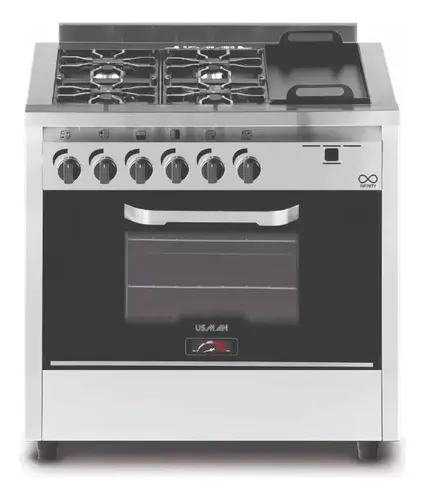 [5537] Cocina Usman Compact C/plancha 80cm Vidrio Pta Vidrio Acero Inox