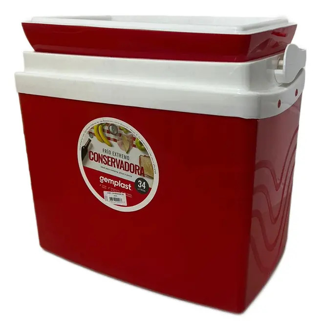 [5574] Heladera Conservadora Gemplast  Plástico Playa Camping 34l (Rojo)