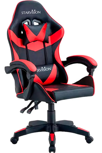 [5845] Silla Gamer Sillon Star Vision Apoyapiés Reclinable (Rojo/Negro)