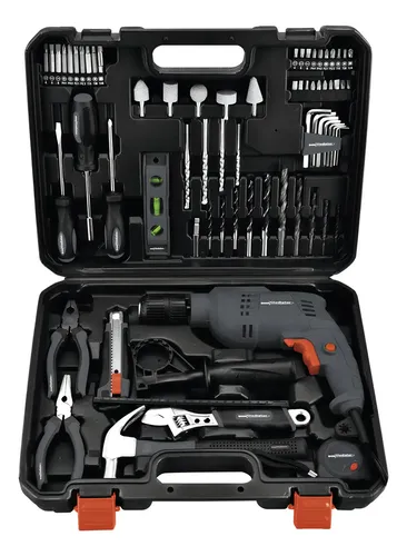 [5256] Taladro Percutor 13mm 650w + Kit Herramientas 122pcs+maletin Color Gris Frecuencia 50hz