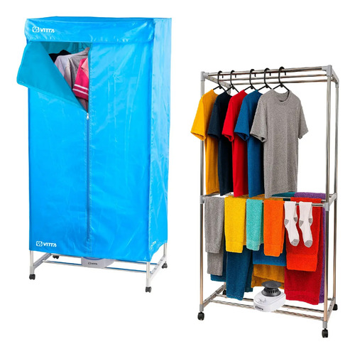 [6092] Secador De Ropa A Calor Tender Vertical 2en1 Portátil Vitta Azul