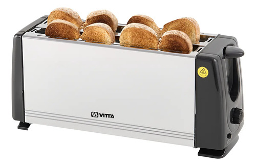 Tostadora 1400w Metal 4 Panes 6 Niveles - Vitta Plateado