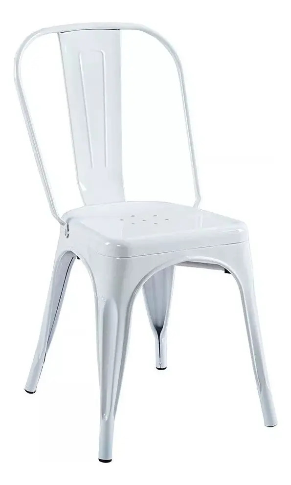 [3938] Silla Tolix Home Resistente - Reforzada De Metal. (Liberty, Blanco, Blanco)