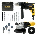 Combo Taladro 750w Y Amoladora Angular 115mm 720w Konan