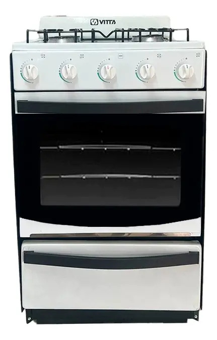 [4773] Cocina Vitta Con Parrilla - 4 Hornallas Gas Envasado (Blanco 52 CM)