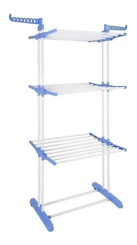 [2875] Tender Ropa Vertical Plegable Alas Reforzado 3 Niveles Color Blanco Más Que Sillas Blanco Azul