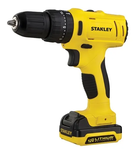 [2300] Taladro Percutor Atornillador Inalámbrico De 10mm Stanley Sch12s2k + Accesorio Con Maletín De Transporte Amarillo