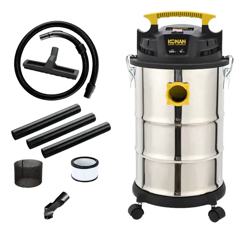 Aspiradora Sopladora Konan 15l 1200w Liquido Polvo Hepa Plateado