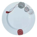 Plato Playo De Melamina X6 Unidades Diseños 25cm Color Gris Con Rojo Lisa Liso