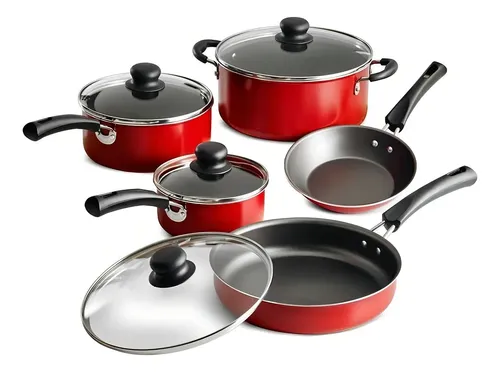 Batería De Cocina Simple Cooking 9pzas Color Rojo Tramontina Rojo