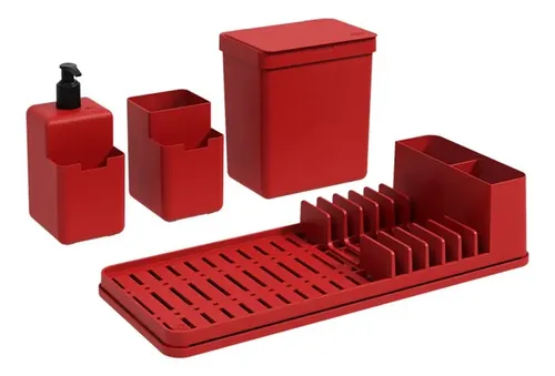 [4695] Kit Combo Cocina - Escurridor Organizador Jabonera Tacho
